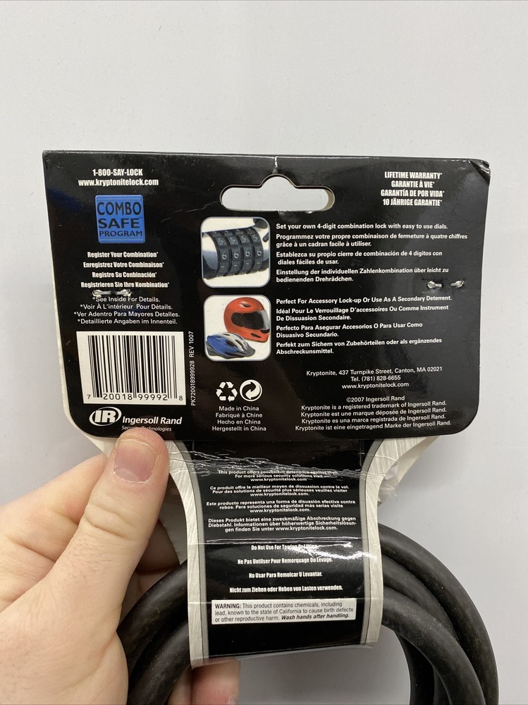 Kryptonite 6' KryptoFlex 1018 Combo Cable 005216 Six Foot Cable Length