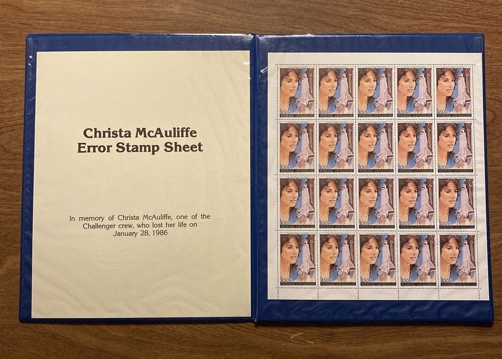 Christa McAuliffe Challenger Space Shuttle Error Postage Stamp Sheet Africa D2
