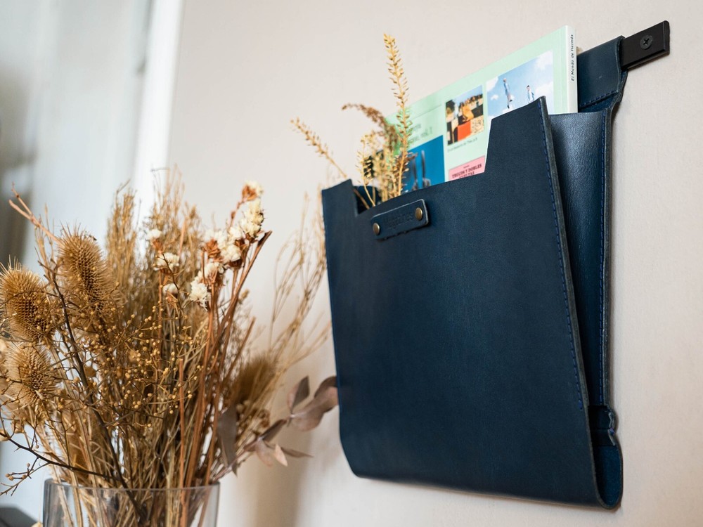 Large Leather Wall Pocket Organizer