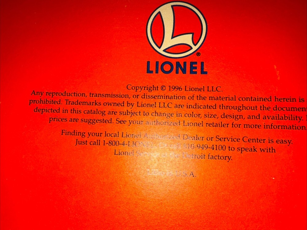 Lionel Trains Accessories 1996 Catalog