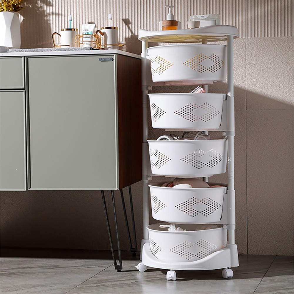 Rotating Storage Shelf, 5-tier Design for Easy Access and Large Capacity
