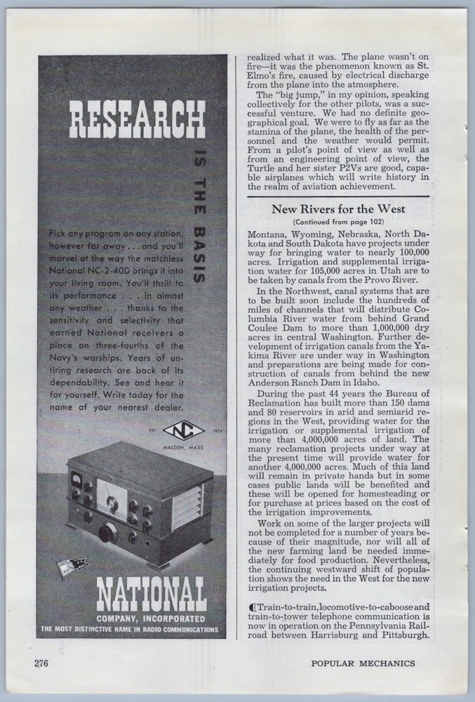 1946 Article - Lockheed P2V Neptune Navy Airplane Record Non Stop Flight