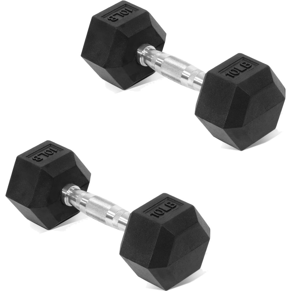Compact Hex Dumbells Set, Rubber Coated Weights for Upper Body & Core Workouts