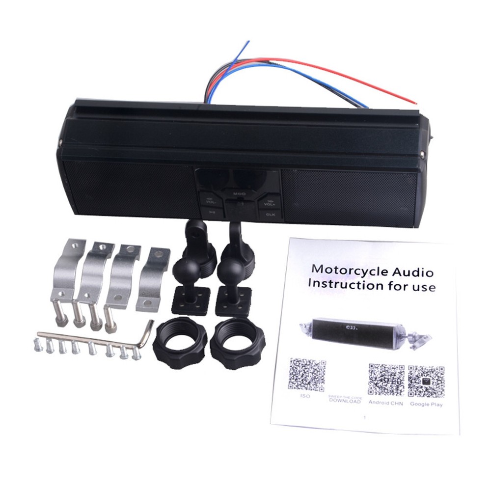 LED Display Motorcycle Bluetooth Audio Sound System APP Control MP3/TF/USB FM