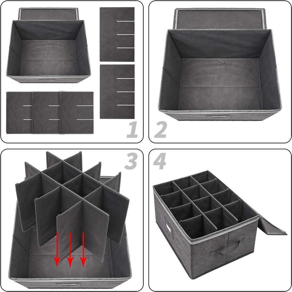 Heavy-Duty Stemware Storage Cases - Protects Glassware, Stackable - Holds 12