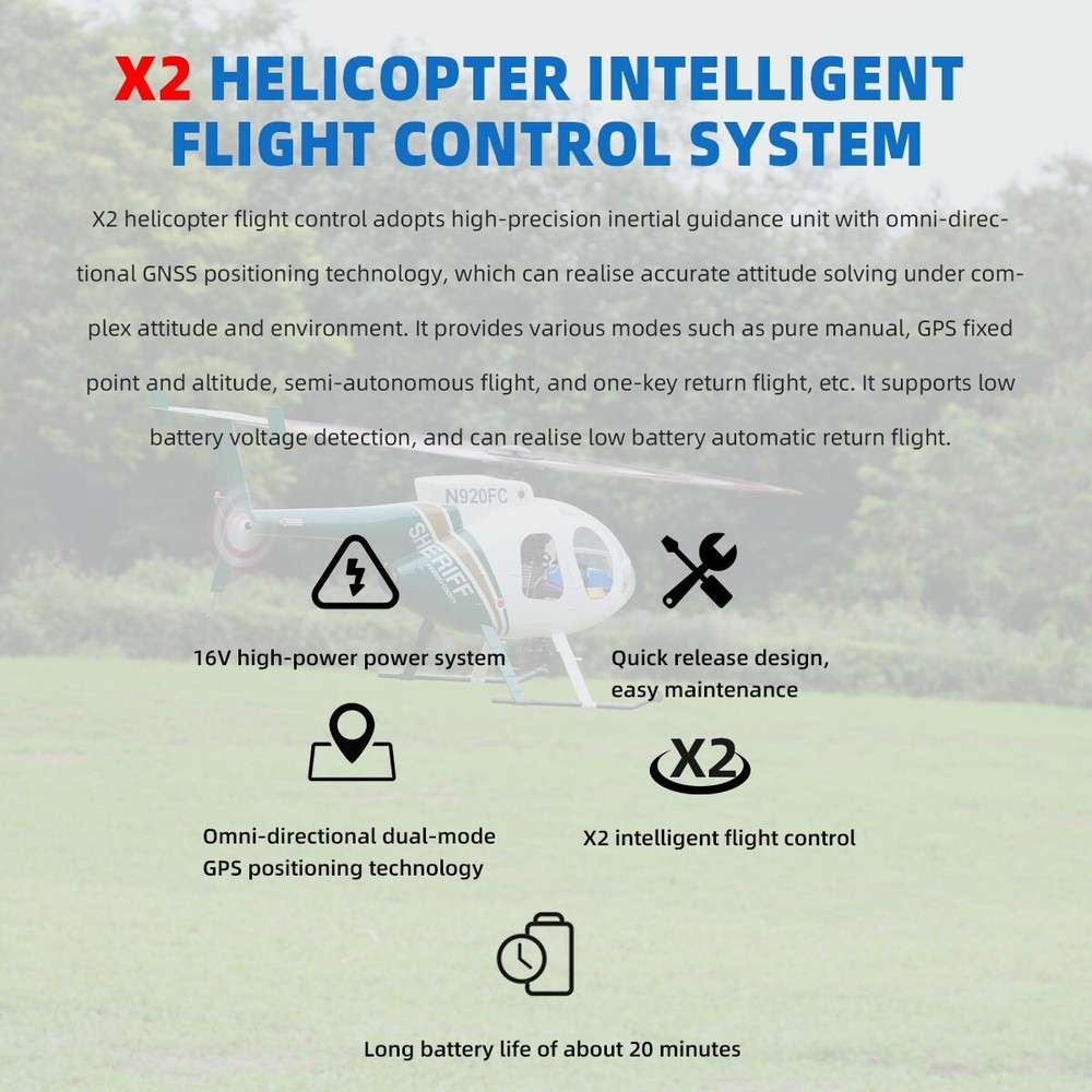RTF B206 RC Helicopter X2 Flight control Model GPS Auto Return Roban 470 Size