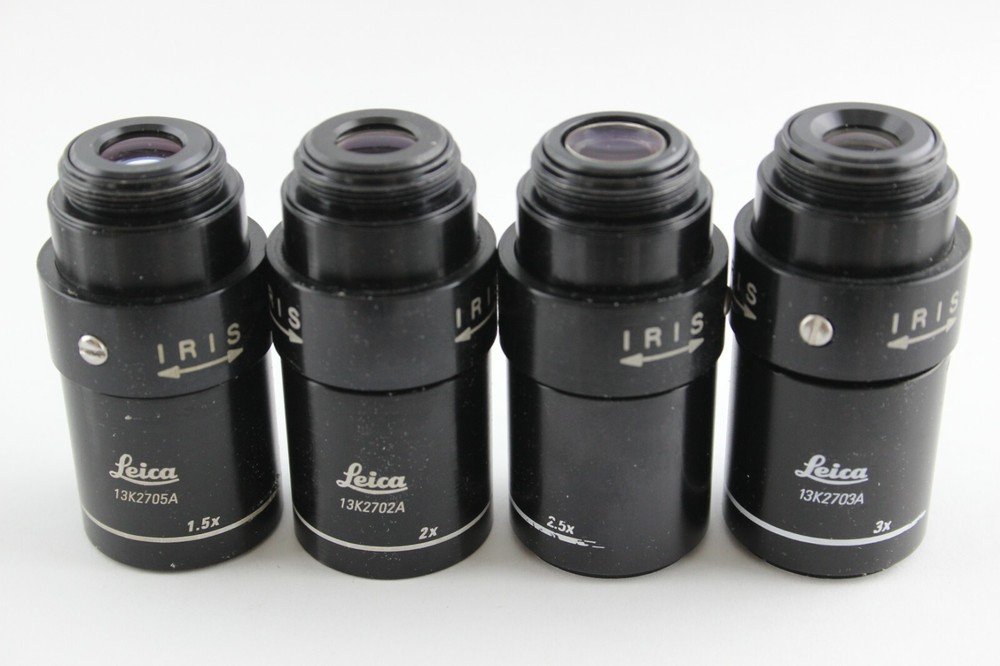 Leica 1.5x 2x 2.5x 3x ∞ Plan Achro IRIS Macro Microscope Objective Lot Set RMS