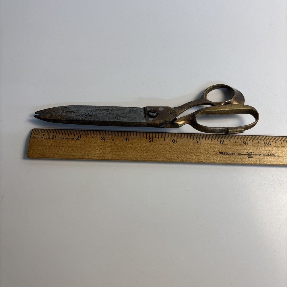Vintage Brass Tailor Shears Engraved Jason Sargent