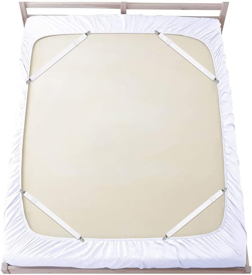 Bed Sheet Straps, Adjustable Elastic Fitted Sheet Corner Holders Straps to Stay