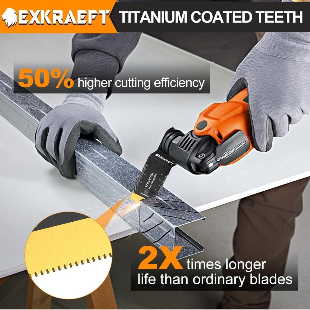 18 PCS Titanium Oscillating Tool Blade, Professional Universal Multitool Blades
