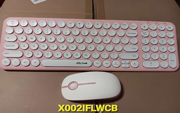 Wireless USB Keyboard with Mouse Combo Mice Set - Pink+White