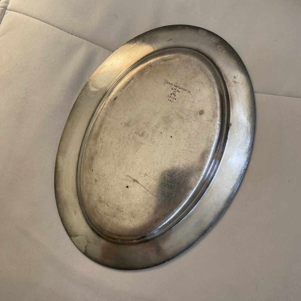 HUDSON NAVIGATION CO c1910 Ship Serving Tray Platter Silver RARE!!
