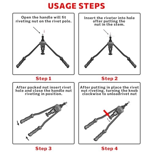 16" Professional Rivet Nut Tool Kit - Lever-Style Rivnut Tool with Visual