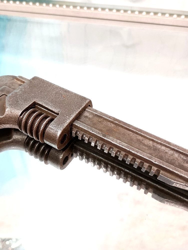 Vintage Auto Wrench Adjustable Monkey Pipe Adjustable Spanner Wrench #9