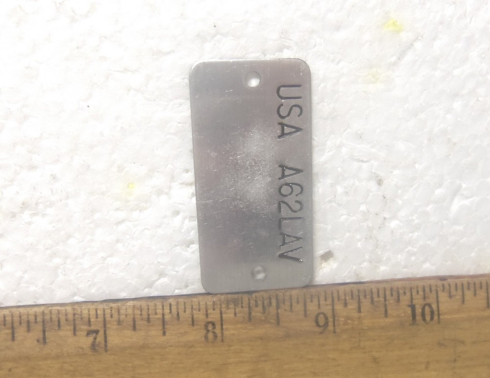 USA - A62LAV – Name / Identification Plate (NOS)