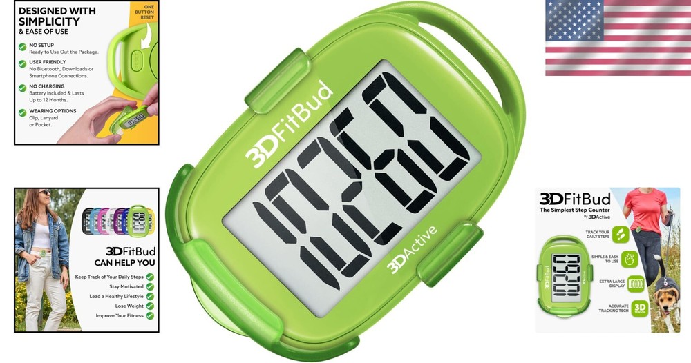 3D Tri-Axis Sensor Pedometer - Effortless Step Counting with Clip & Lanyard