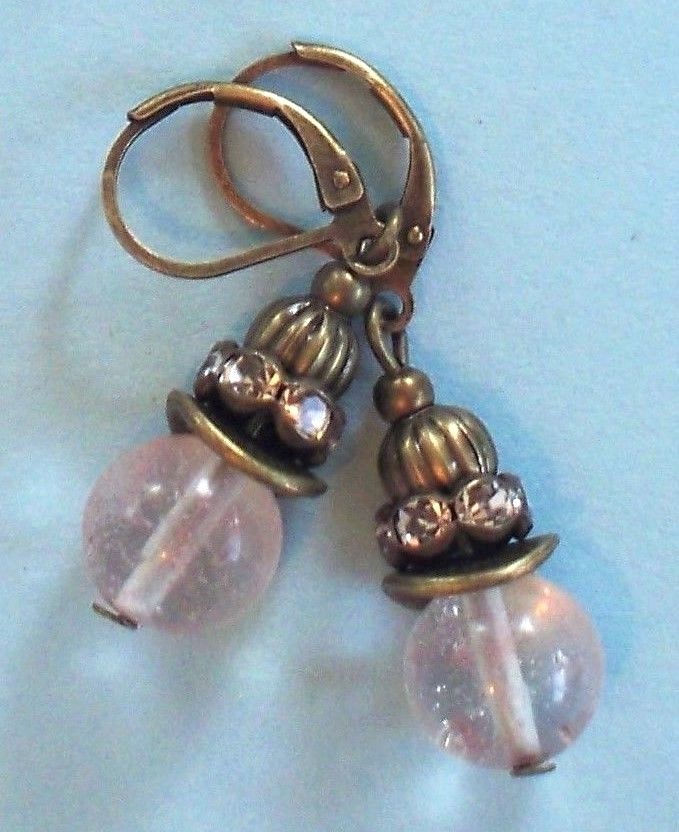 cloudy QUARTZ & crystal ring earring BRONZE handcrafted OPL