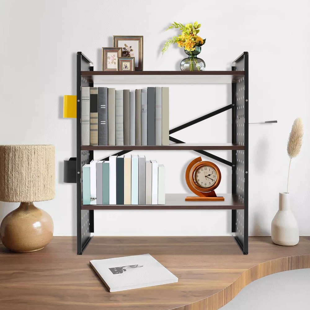 Desktop Bookshelf Desk Storage Organizer Computer 3-Tier Desk Shelf Display Rack