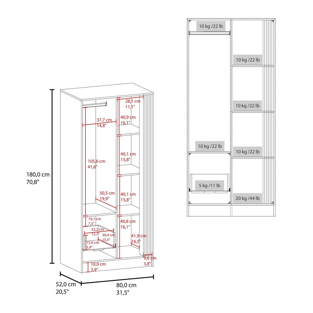 Tuhome Vance Armoire With Double Doors in Beige