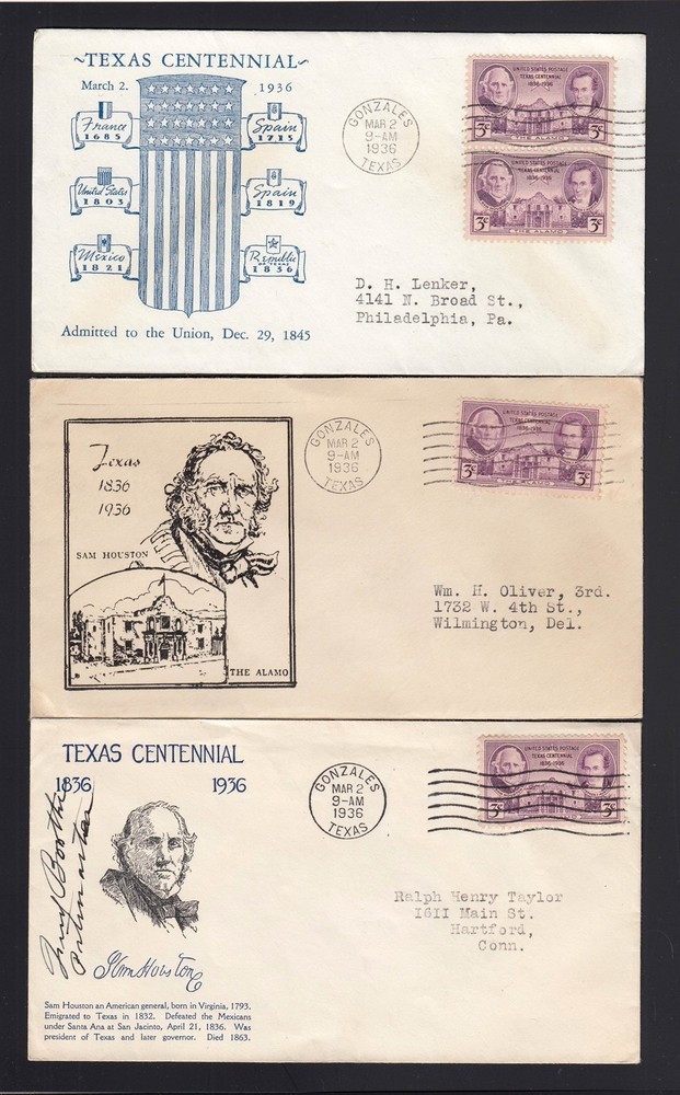 FDC: #776 1936 3c Texas - (3) Different Cachets #4