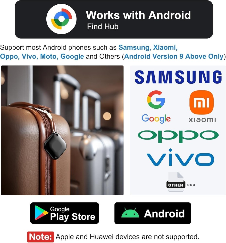 4-Pack Bluetooth Air Tracker Tags for Android - Secure Luggage & Key Finder