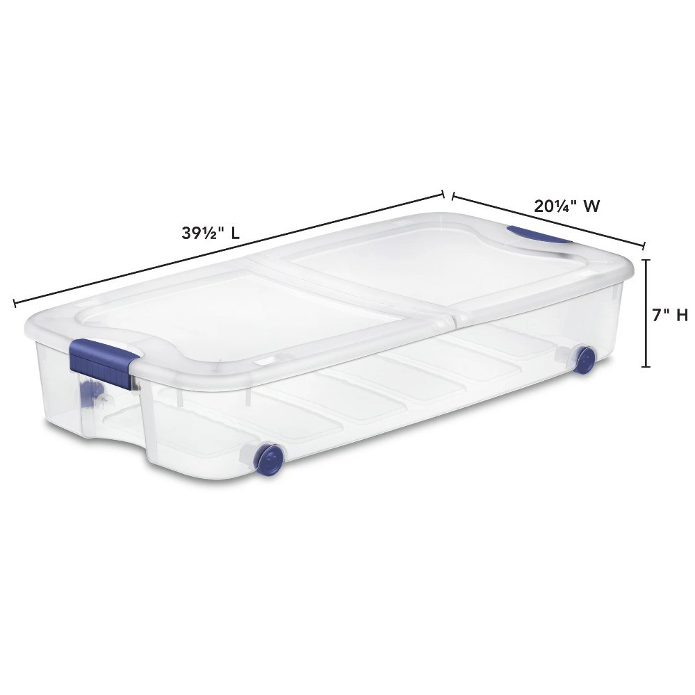 Storage Bin,66 Quart Clear Underbed Storage Container with Latch Lid and Wheels