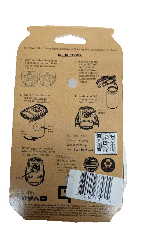 The Draft Top® LIFT | Beverage Can Top Remover - Full Aroma - Turns Can into Cup