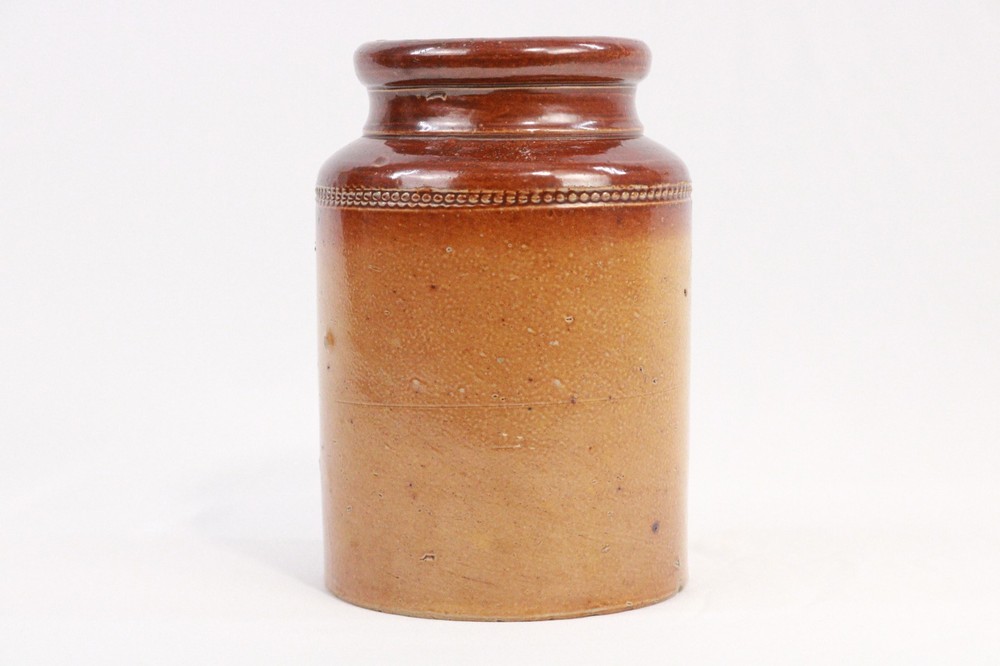 Vintage Brown Glazed Stoneware Pot 14cm Tall 9cm Diameter