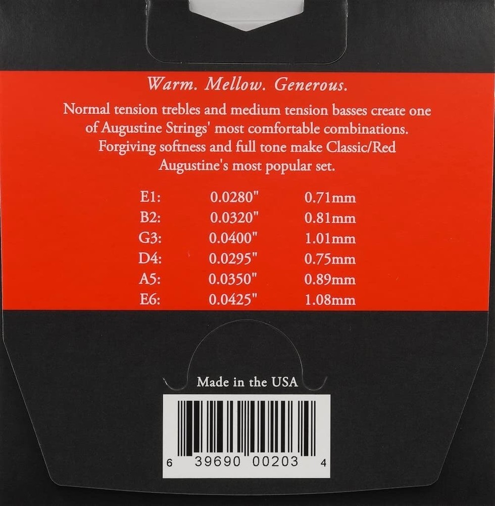 AA Augustine Medium Tension Classical Guitar Strings (3-Pack) Red