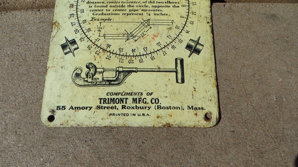 Vintage Trimo LATHE DRILL Pipefitter Plumber ANGLE Chart Metal