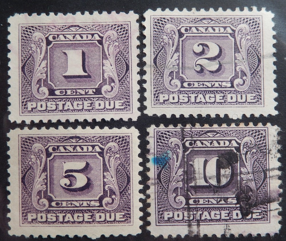 Canada Bargain Cove Scott #J 1-2, 4-5, Mixed Mint & Used