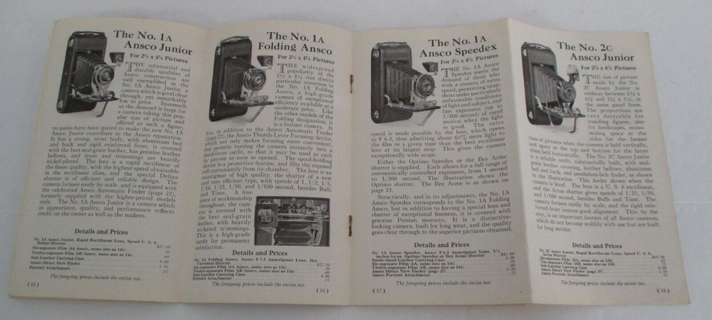 1923 ANSCO CAMERAS and REQUISITES Catalog Brochure