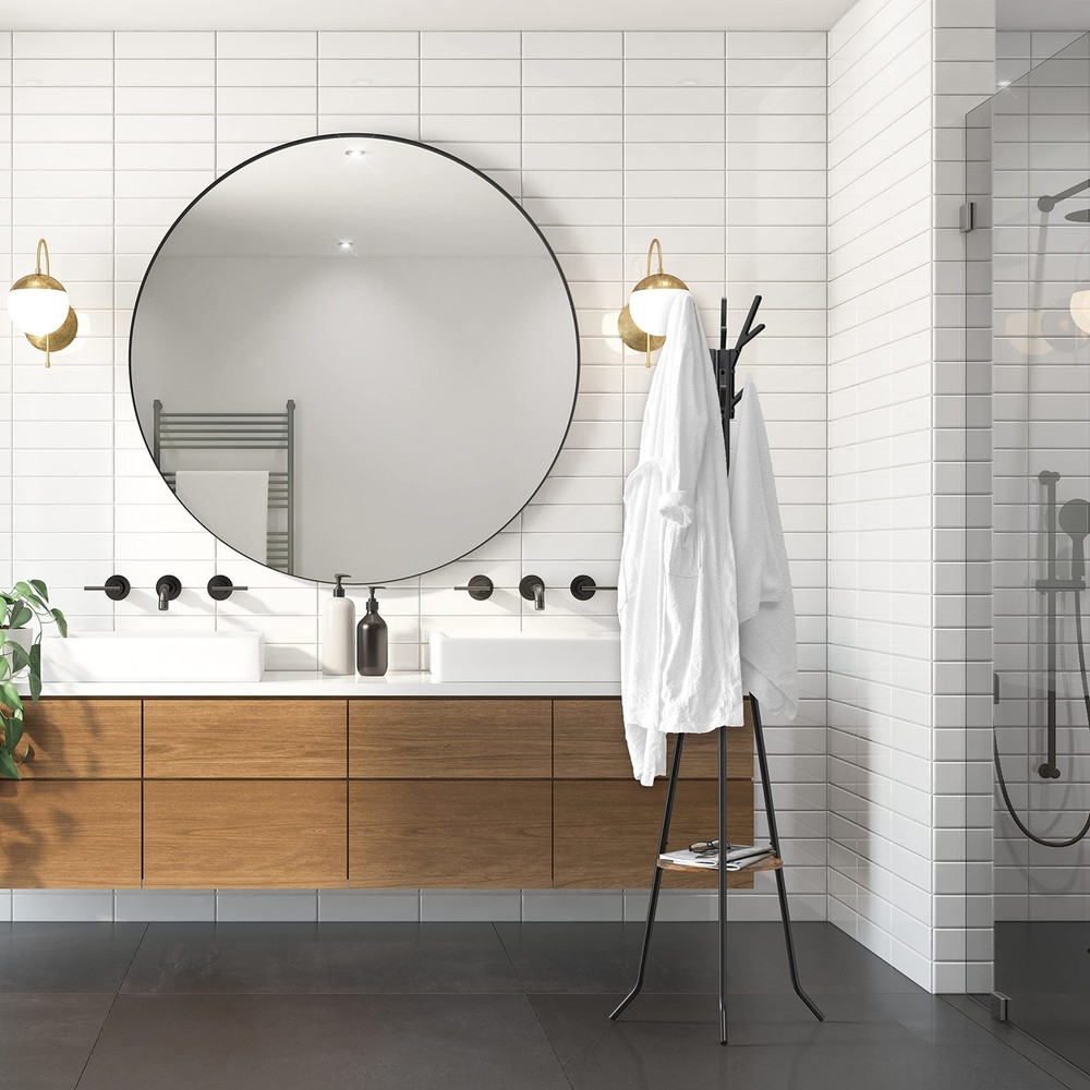 Re Freestanding Coat Rack With Shelf Black