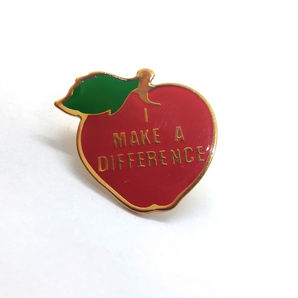 Make A Difference Apple Pin Teacher Appreciation Motivational Classroom Gift