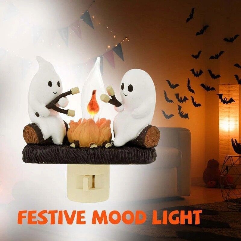 Ghosts Roasting Campfire Flicker Flame Night Light Ghost Roasting Marshmallows