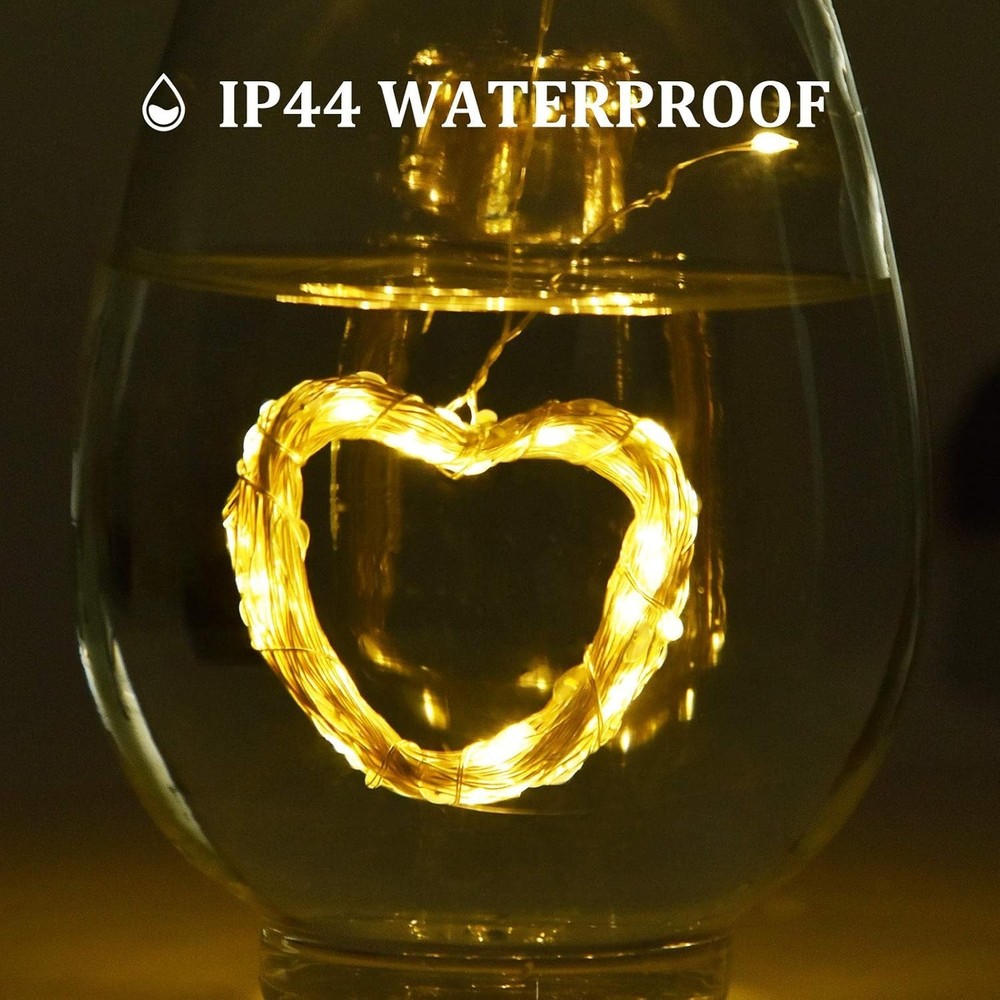 2 Pack 100 LED Solar Powered String Lights Each 33FT Copper Wire 8 Modes Solar