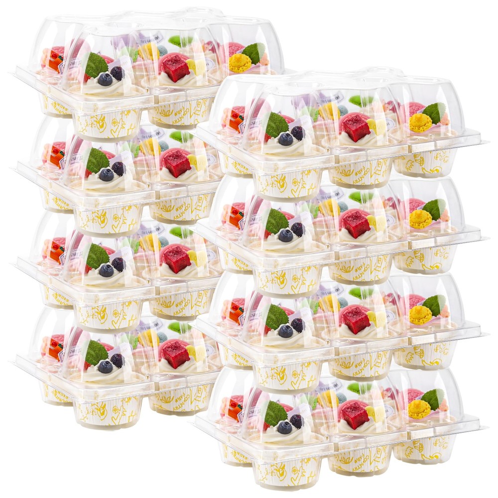 NPLUX 6 Count Cupcake Containers 45 Pack Cupcake Holders Clear Plastic Stacka...