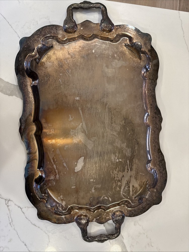 Vintage Leonard Silver Silverplate Twin Handled Footed Tray, 14"