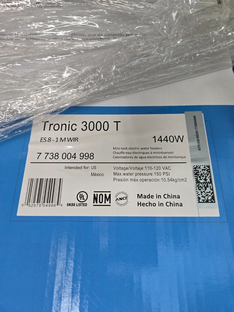 Bosch Tronic 3000T 7gal 7738004998 Electric Water Heater