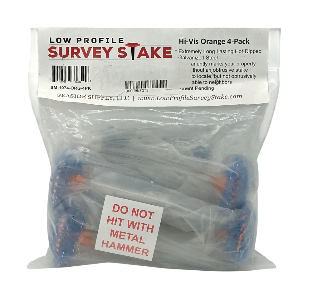 Low Profile Survey Stakes Hi-Vis Orange - 4 Pack