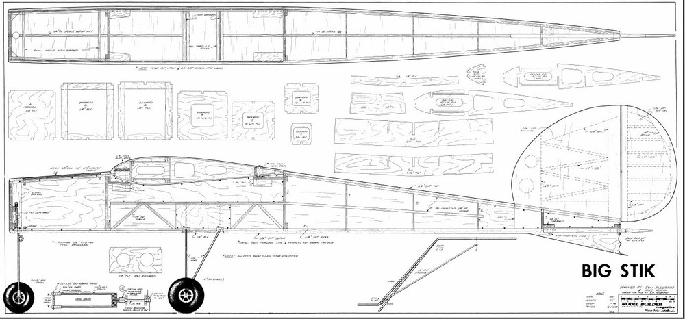"BIG Stick" 100 inch RC AIrplane Printed Plans