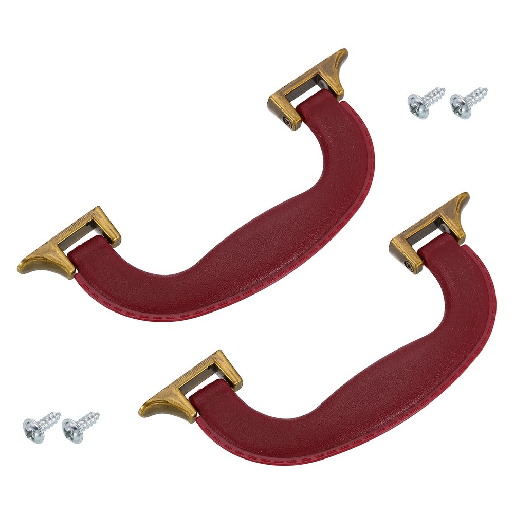 2Pcs Luggage Handle Plastic Pull Handle Grip Replacement with Screws Red Green