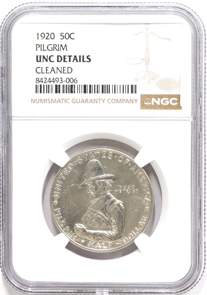 1920 Pilgrim Half Dollar NGC Unc Details Cleaned
