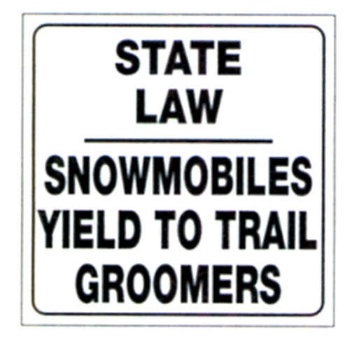 WHITE PLASTIC REFLECTIVE SIGN 12" - SNOWMOBILES YIELD