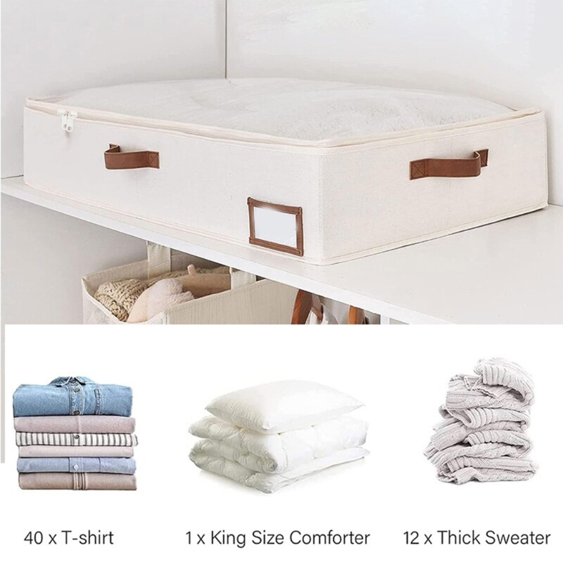 Foldable Under Bed Storage Box with Clear Window for Easy Access Clothes Holder