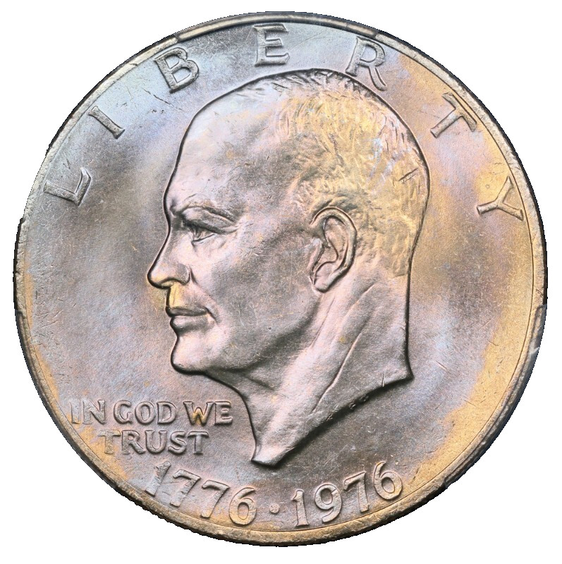 1976 Eisenhower Dollar PCGS MS 64 Monster Toned Two Sided Toning Ike Type 2