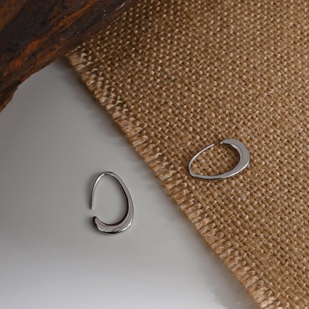 Tiny Pull Through Earrings Small Teardrop Hoop 925 Sterling Silver