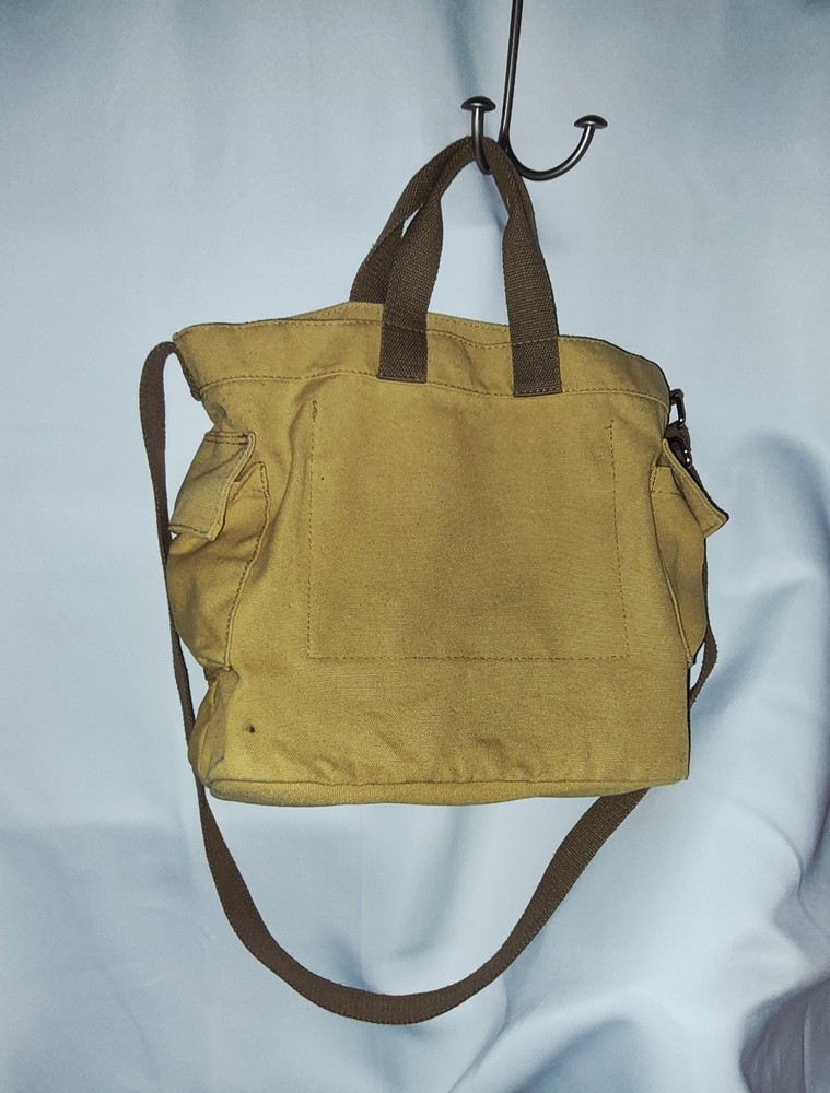 Yellow Canvas Shoulder Bag with Multiple Pockets