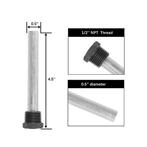 RV Water Heater Aluminum/Zinc Anode Rod for Atwood Heaters, Eau 2 Pack 1/2"