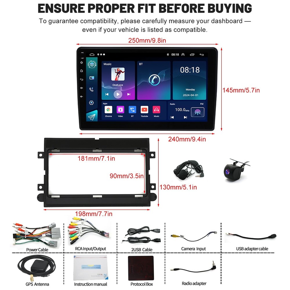 Double Din Car Stereo for E150 E250 E350 2009-2013 Android 14 10" Touch Screen